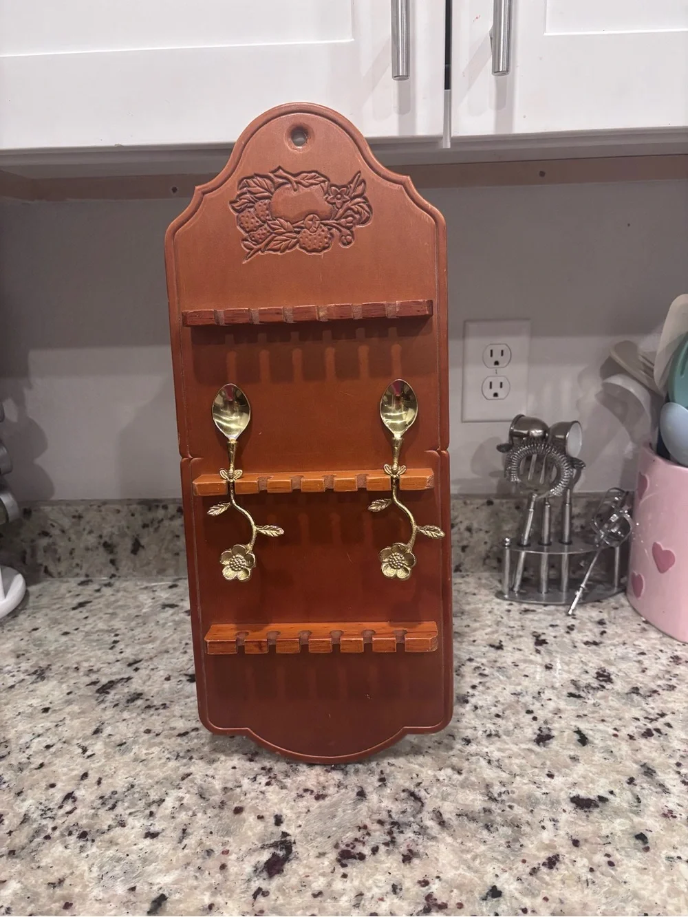 Vintage Wooden Spoon Display rack 1980s cottagecore grandmacore farmhouse cabin‎
